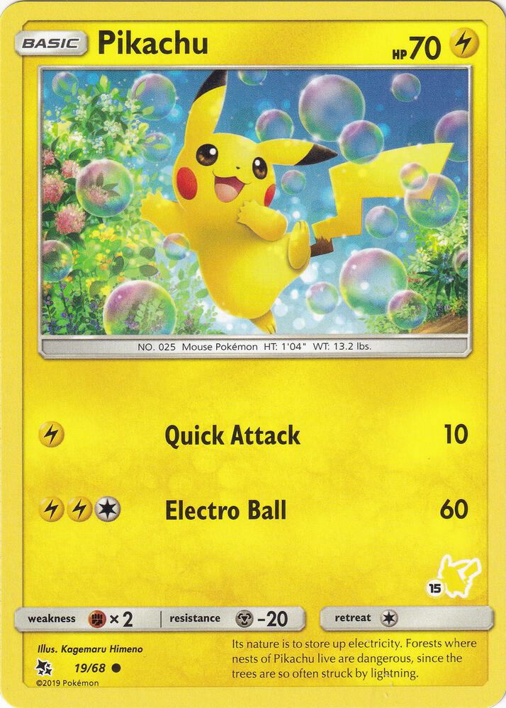 Pikachu - 19/68 (#15 Pikachu Stamped) (Battle Academy)