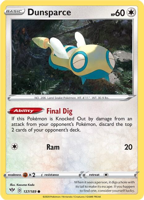 Dunsparce (SWSH03: Darkness Ablaze)