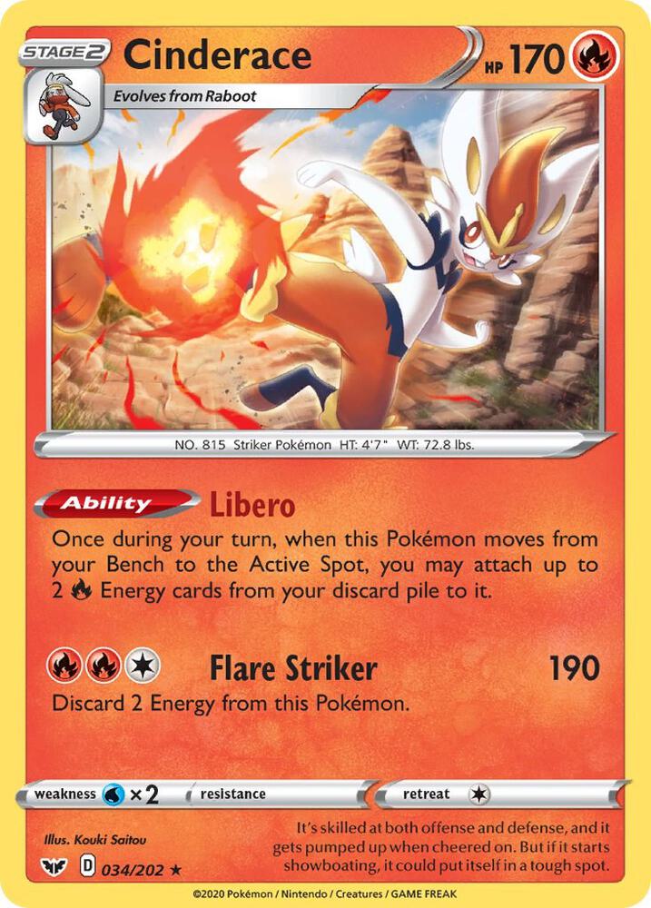 Cinderace - 034/202 (Non-Holo) (Deck Exclusives)