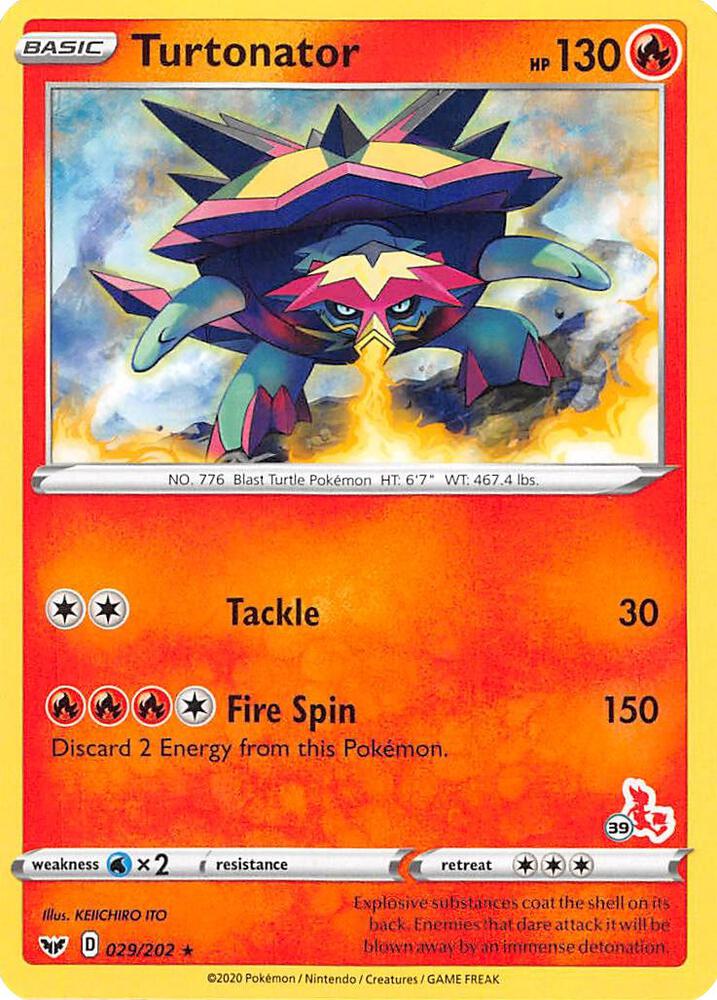 Turtonator - 029/202 (#39 Cinderace Stamped) (Battle Academy 2022)