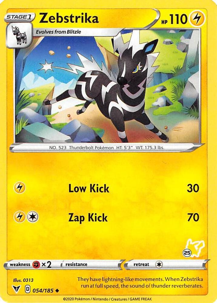 Zebstrika - 054/185 (#25 Pikachu Stamped) (Battle Academy 2022)